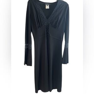 90’s A.B.S By Allen Schwartz Black Gothic Bell Sleeve Corset